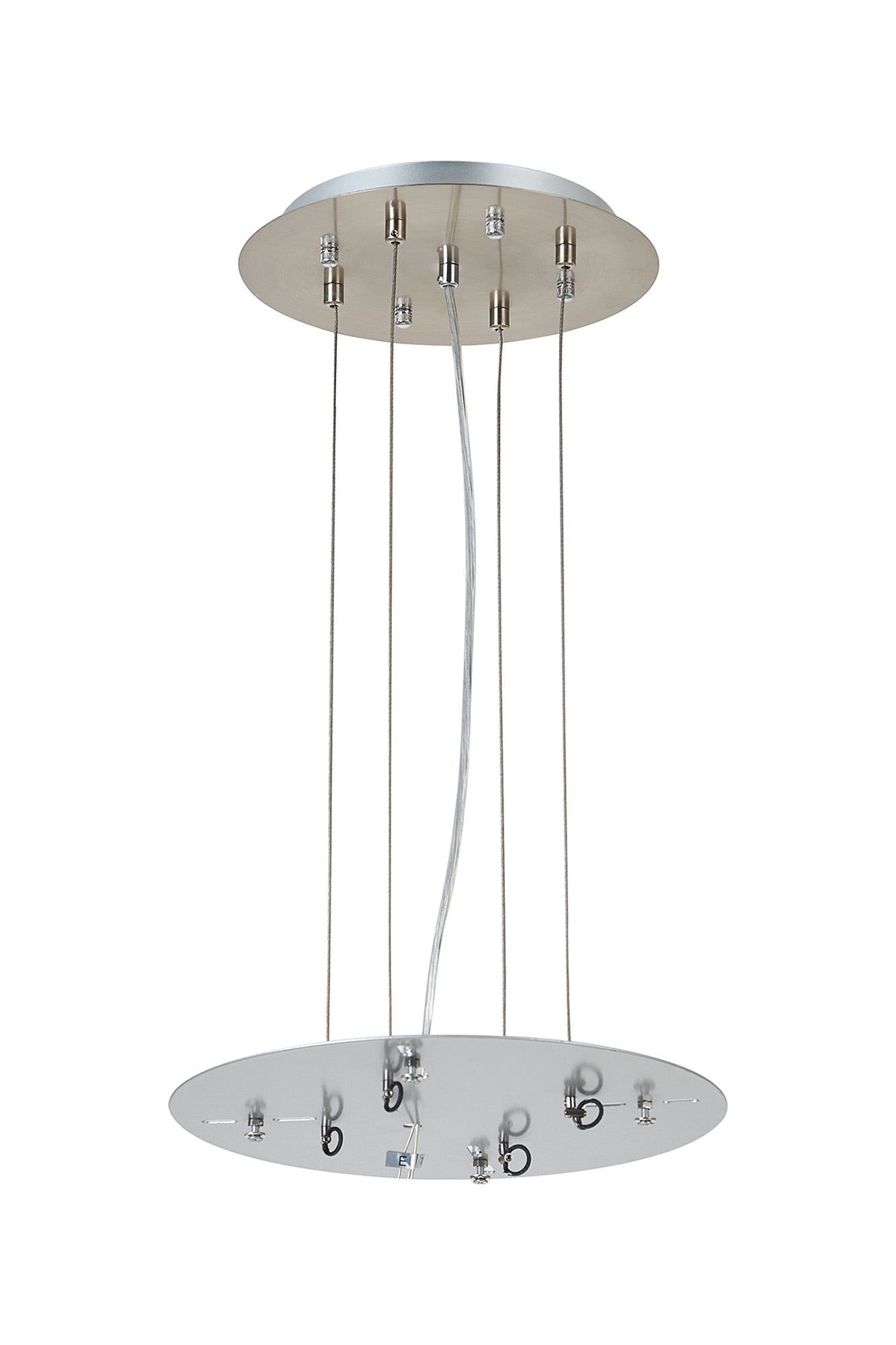 D0932SN/SI  Lowan 310mm, 3m Suspension Plate c/w Power Cable To Lower Flush Fittings, Satin Nickel/Silver Max Load 40kg (ONLY TESTED FOR OUR RANGE OF PRODUCTS)